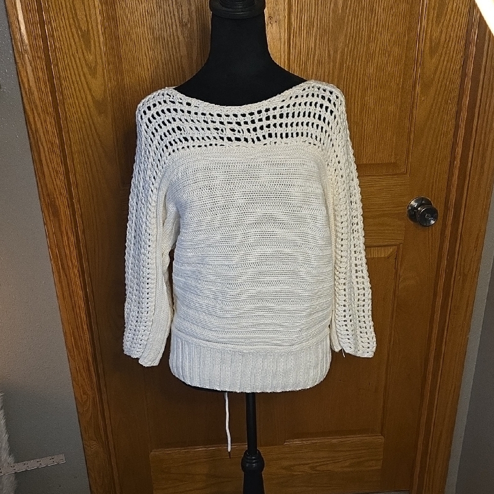 Anthropologie Off-the-Shoulder Cream Sweater